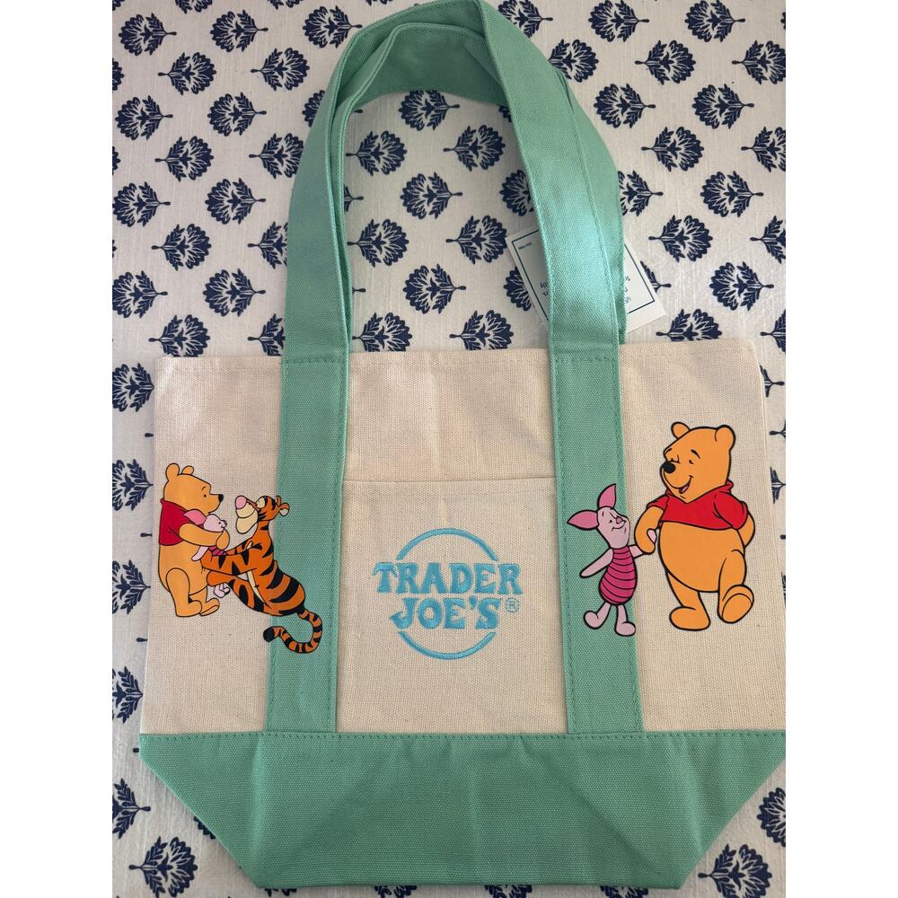 Disney  Winnie the Pooh Green Custom Made Trader Joes Mini Tote One of a Kind